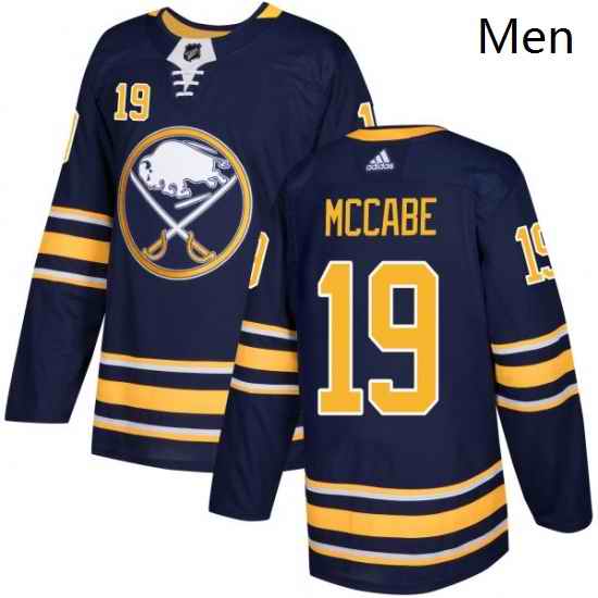 Mens Adidas Buffalo Sabres 19 Jake McCabe Authentic Navy Blue Home NHL Jersey